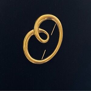 Signed Monet Gold Brooch Abstract Swirl Design